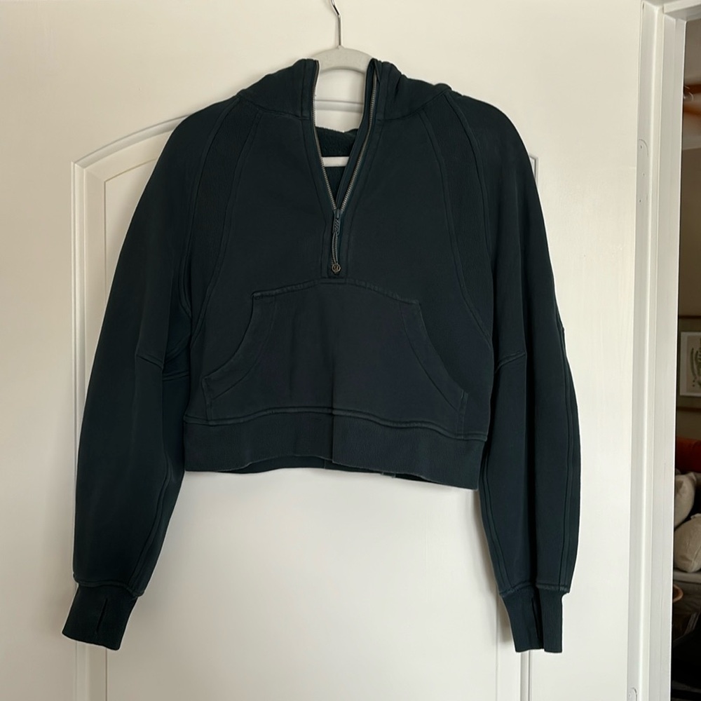 lululemon scuba oversized half zip hoodie size xs/s green/blue color